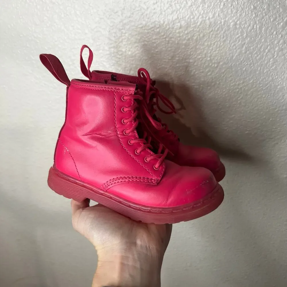 Dr. Martens 1460 Brooklee Toddler 10 Monochromatic red Leather Combat Boots